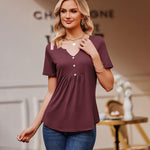 Zeagoo Tunic Tops V Neck Loose Fit Short Sleeve Shirt (DE Only)