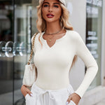 Zeagoo Womens Long Sleeve T Shirts V-Neck Slim Fitted Knit Top