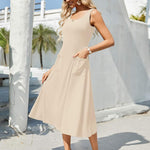 Zeagoo Floral Beach Sundress Casual A-Line Midi Tank Dresses