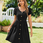 Zeagoo Womens Floral Pleated Button Down Petal Mini Dress