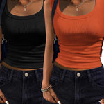 Zeagoo Womens Tank Tops 2 Pack Ribbed Square Neck Shirts