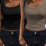 Zeagoo Womens Tank Tops 2 Pack Ribbed Square Neck Shirts