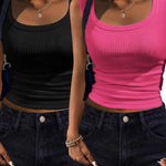 Zeagoo Womens Tank Tops 2 Pack Ribbed Square Neck Shirts