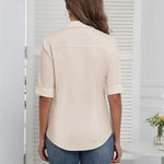 Zeagoo Womens Button Down Shirts 3/4 Sleeve Tops