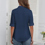 Zeagoo Womens Button Down Shirts 3/4 Sleeve Tops