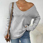 Zeagoo Womens Sweaters Long Sleeve Shirts Off Shoulder Crochet