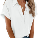 Zeagoo Womens Button Down Shirts Rolled Cuffed Shirt