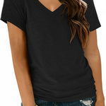 Zeagoo Women Casual Soft V Neck Basic Tee Tops