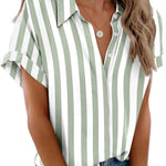 Zeagoo Womens Button Down Shirts Rolled Cuffed Shirt