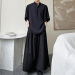 Stand Collar Short Sleeves Loose Shirts