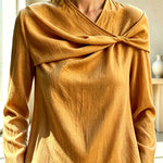 Draped Twist-Front Textured Blouse