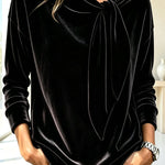 Celeste Velvet Flowing Blouse with Bow Detail