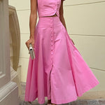 Sofia Button-Front Midi Skirt Set