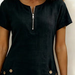 Susan | Cotton Linen Dress with Half-Zip