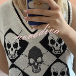 Halloween Skull Argyle Knit Sweater Vest
