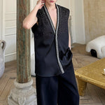 Gypsophila Brocade Rhinestone Sleeveless Shirt Vest