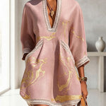 Aurelia Gilded Marble Linen Tunic Dress