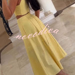 Lily Cutout Trim Side Stretch Crop Top and Elastic Waist Pocket Midi Skirt Set