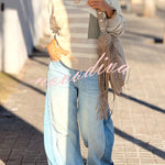 Xander Knit Color-block Stripes Wide Neck Long Sleeve Pocket Relaxed Sweater