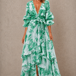 Bettina | Floral Tie-Front Tiered Ruffle Maxi Dress
