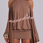 Alula Chain Sequin Embroidered Butterfly Kimono Slit Sleeve Backless Mini Dress