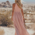 Bohemian West Resort Elegant Sleeveless Cotton Linen Dress