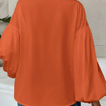 Stylish Polka Dot Print Collared Puff Sleeve Loose Shirt