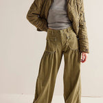 We The Free Denim Mid Rise Pocket Knotted Ankle Hem Lotus Balloon Jeans