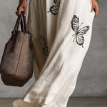 Butterfly Print V-Neck Long Sleeve Loose Casual Maxi Dress