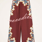 Bohemian Dreams Unique Print Elastic Waist Pocket Wide Leg Pants