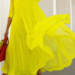 Loose Plus Size Mesh Pleated Solid Color Split-Joint Mock Neck Maxi Dresses Two Pieces Set