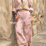 Flowy Butterfly Pattern Two-Piece Set