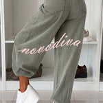 Stylish Denim High Rise Pocket Drawstring Cuffs Lantern Jeans