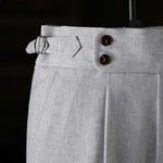 High-waisted Parisian Button Draped Suit Trousers