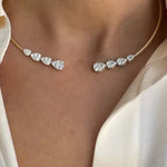 Fashionable Teardrop-shaped Zircon Copper Coil Open Necklace