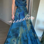 Ione Chiffon Ombr¨¦ Print Cowl Neck Top and High Rise Maxi Skirt Set with Scarf