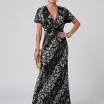 Astra | Short Sleeve Abstract Pattern Maxi Dress