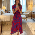 Priya | Short Sleeve Floral Wrap Midi Dress
