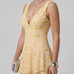 Gala | Deep V Sleeveless Painterly Pattern Midi Dress