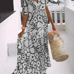 CHRISTINE™ | Long Summer Dress with Flowing Cut and Elegant Graphic Pattern