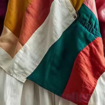 Colorblock Patchwork Linen Loose Blouses Asymmetrical Summer