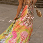 Bohemian Style Unique Print Sleeveless Backless Loose Maxi Dress