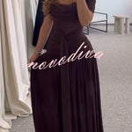 Maguire Chiffon Ruched Floral Lace Patchwork Off Shoulder Drape Gown Maxi Dress