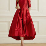 A-Line Loose Pleated Pockets Solid Color Split-Joint Round-Neck Midi Dresses