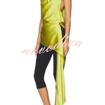 Misty Aura Satin Halter Tie-up Neck Open Back Drape Hem Top
