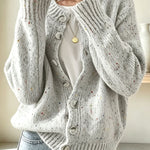 Atmospheric Mixed Color Knit Colorful Dots Button Up Long Sleeve Cardigan