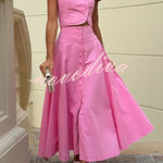 Sofia Button-Front Midi Skirt Set