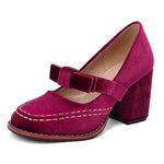 Square-toe Bow High Heels