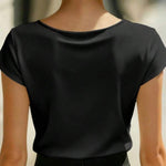 Solid Color Crossover V-neck Short-sleeved Slim-fit Casual Top