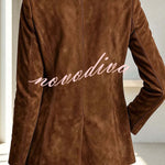 Stylish Suede Lapel Long-sleeved Casual Button-down Jacket